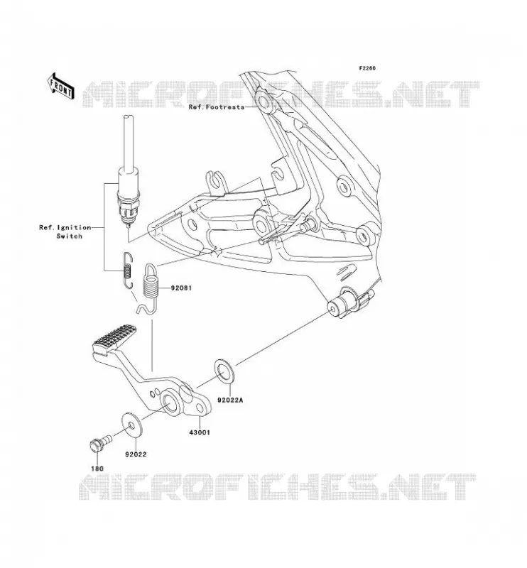 BRAKE PEDAL Kawasaki MOTOS 650 2008 ER-6F  EX650A8F