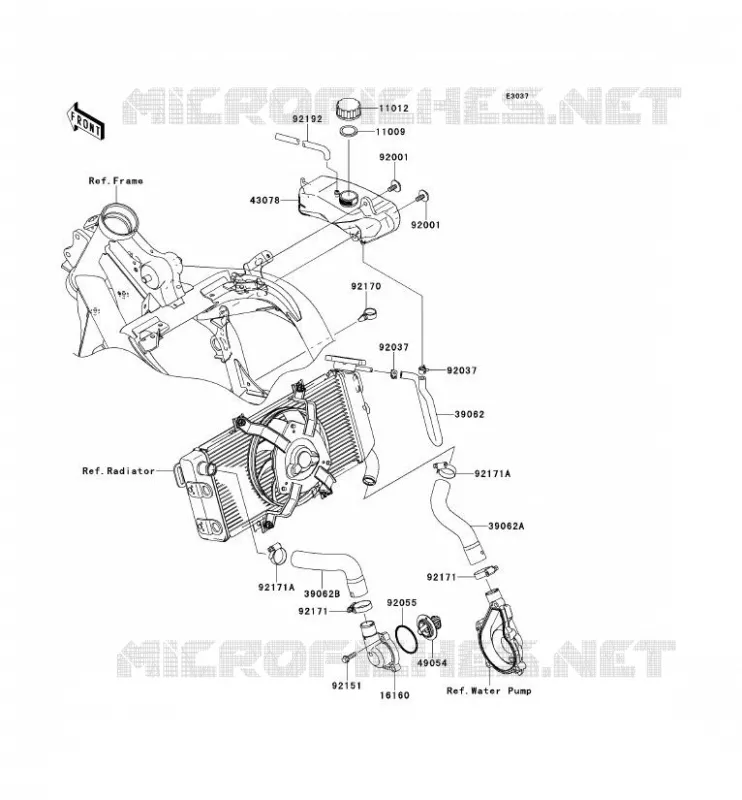 WATER PIPE Kawasaki MOTOS 650 2008 ER-6F  EX650A8F
