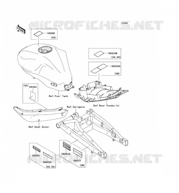 LABELS Kawasaki MOTOS 650 2008 ER-6F  EX650A8F