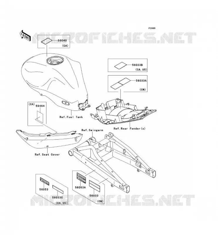 LABELS Kawasaki MOTOS 650 2008 ER-6F  EX650A8F