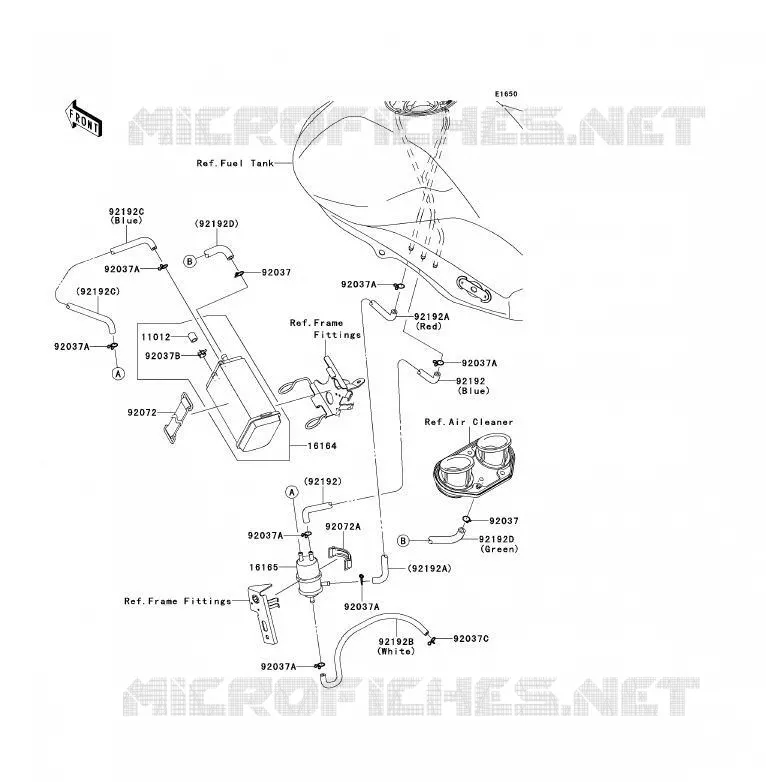 FUEL EVAPORATION SYSTEM(CA) Kawasaki MOTOS 650 2010 ER-6F  EX650CAF