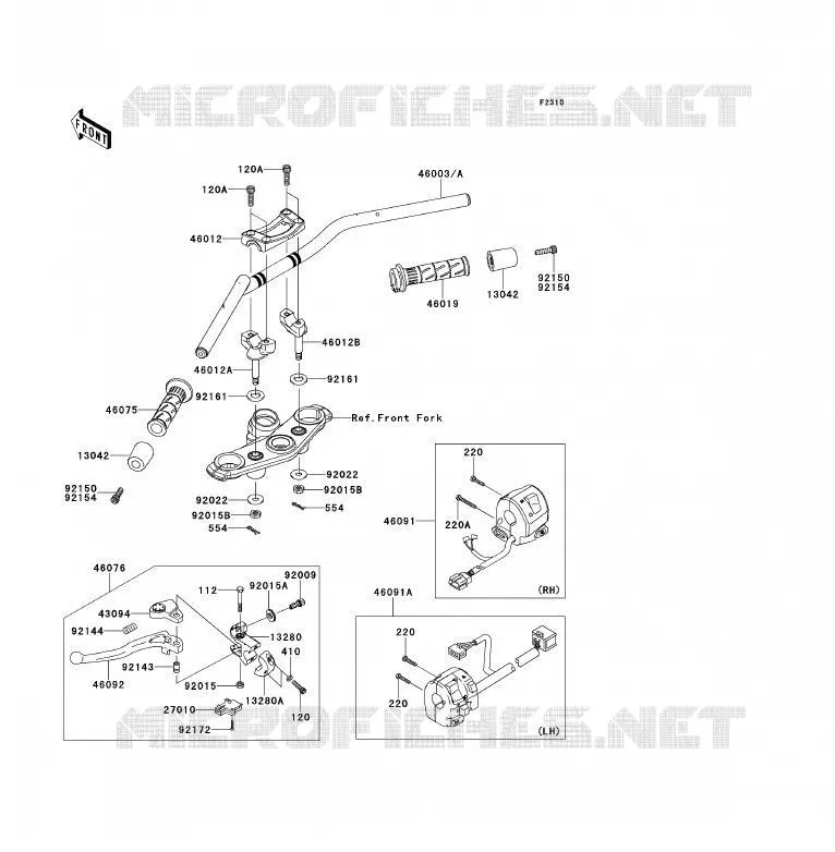 HANDLEBAR Kawasaki MOTOS 650 2010 ER-6F  EX650CAF