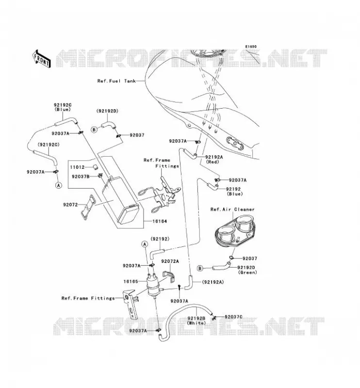 FUEL EVAPORATION SYSTEM(CA) Kawasaki MOTOS 650 2011 ER-6F  EX650CBF