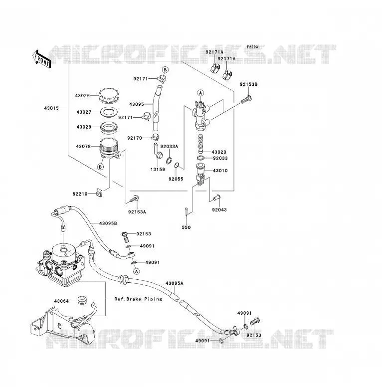 REAR MASTER CYLINDER Kawasaki MOTOS 650 2009 ER-6F ABS  EX650D9F