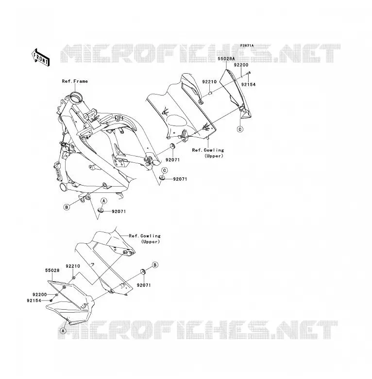 COWLING(CENTRALE) Kawasaki MOTOS 650 2009 ER-6F ABS  EX650D9F