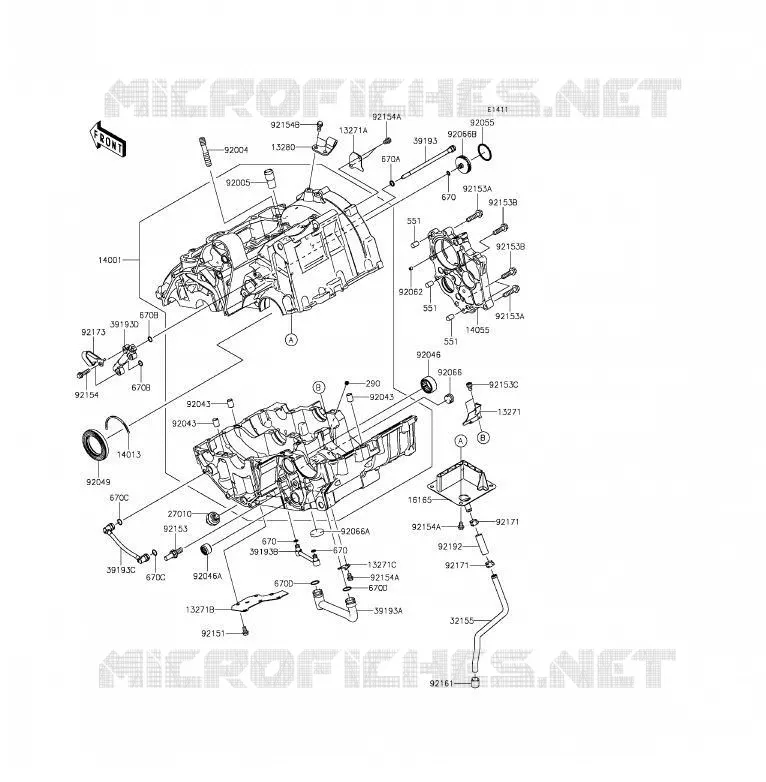 CRANKCASE(S)(1/2) Kawasaki MOTOS 650 2012 ER-6F  EX650ECF