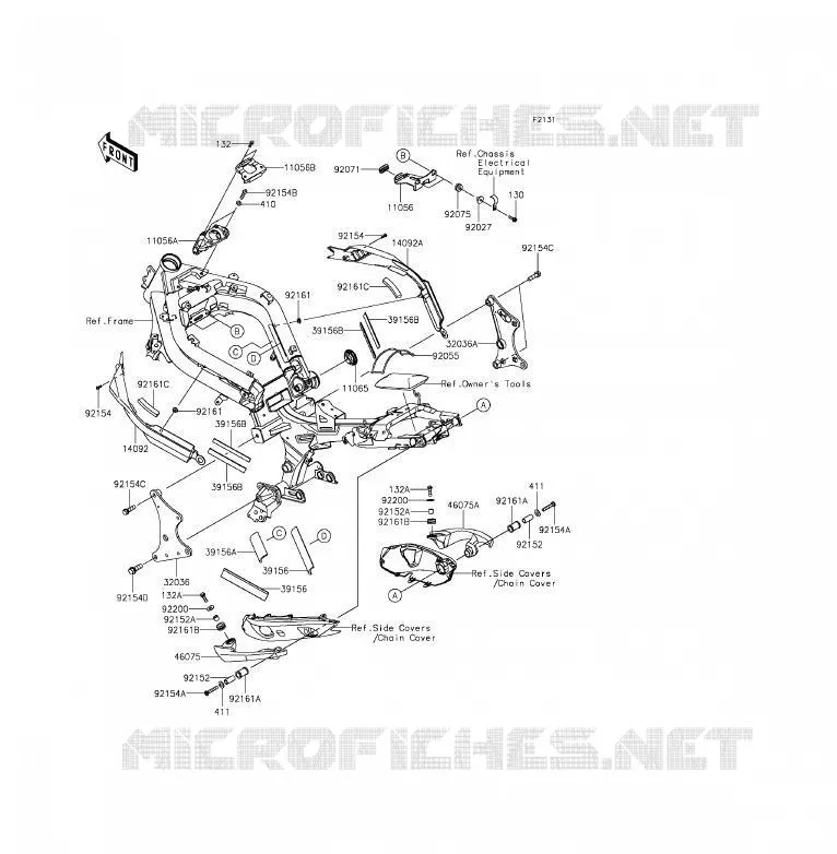 FRAME PARTS (COUVERTURE) Kawasaki MOTOS 650 2012 ER-6F  EX650ECF