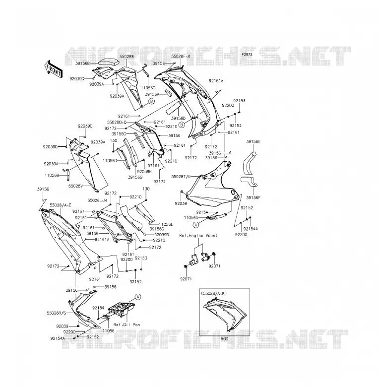 LOWER COWLING(1/2)(ECF-EEF) Kawasaki MOTOS 650 2012 ER-6F  EX650ECF