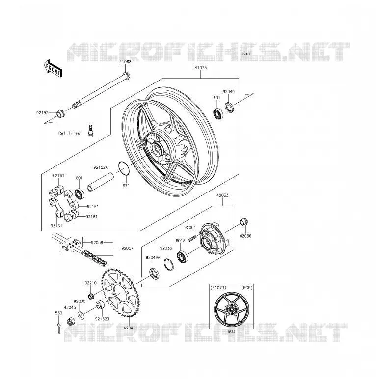 REAR HUB Kawasaki MOTOS 650 2012 ER-6F  EX650ECF