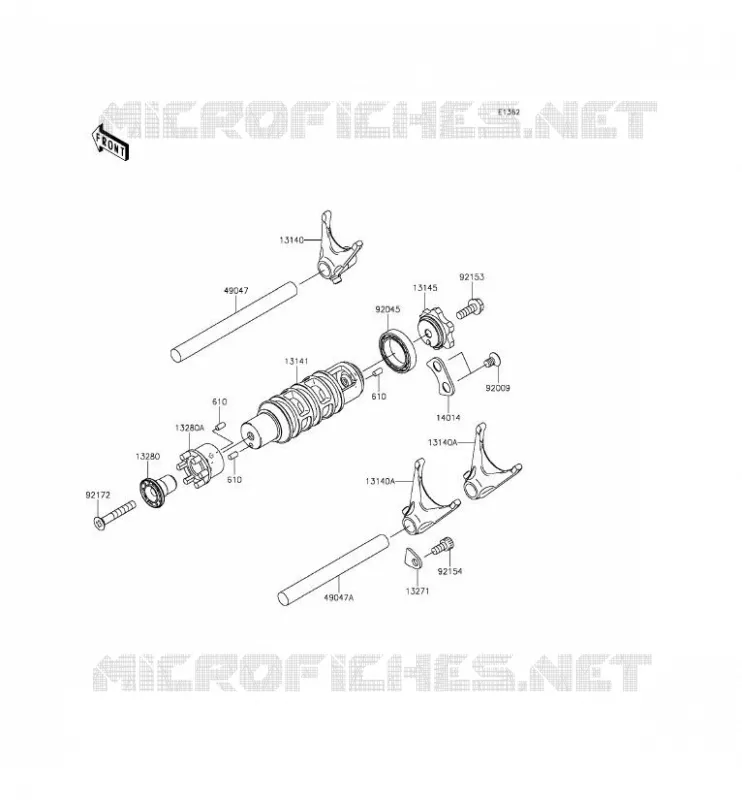 GEAR CHANGE DRUM - SHIFT FORKS Kawasaki MOTOS 650 2012 ER-6F  EX650ECF