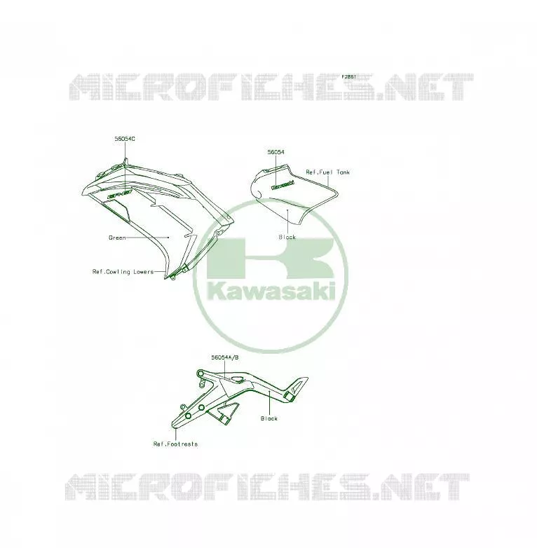 DECALS(Green)(ECF) Kawasaki MOTOS 650 2013 ER-6F  EX650EDS