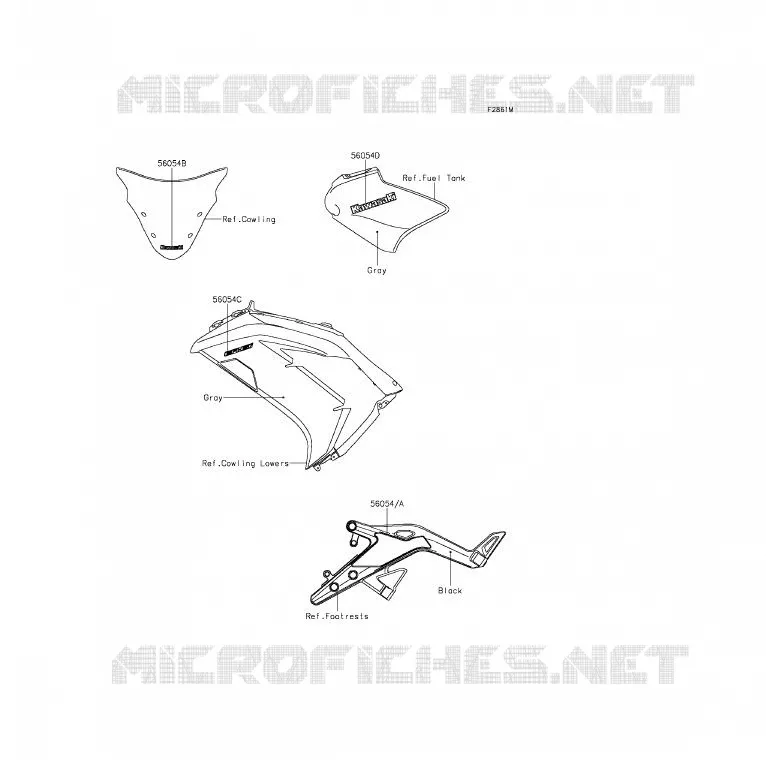 DECALS(Gray)(EGF) Kawasaki MOTOS 650 2013 ER-6F  EX650EDS
