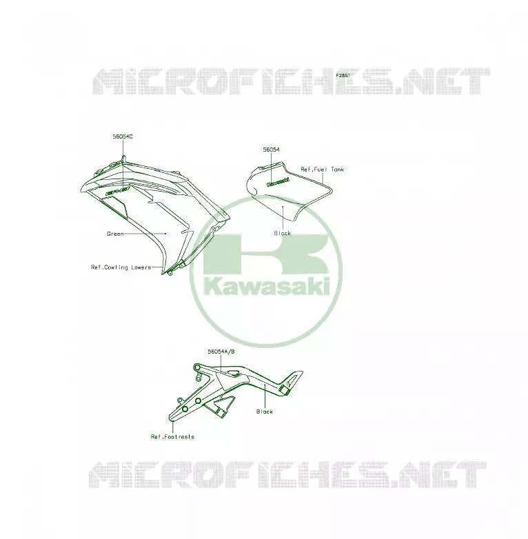 DECALS(Green)(ECF) Kawasaki MOTOS 650 2013 ER-6F  EX650EDS