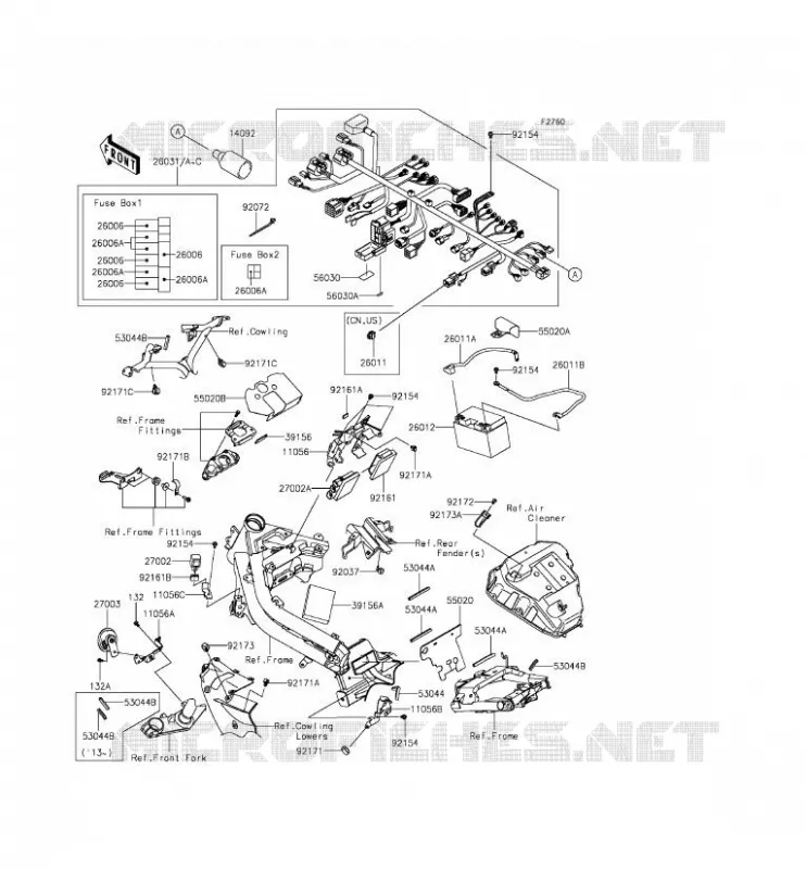 CHASSIS ELECTRICAL EQUIPMENT Kawasaki MOTOS 650 2013 ER-6F  EX650EDS