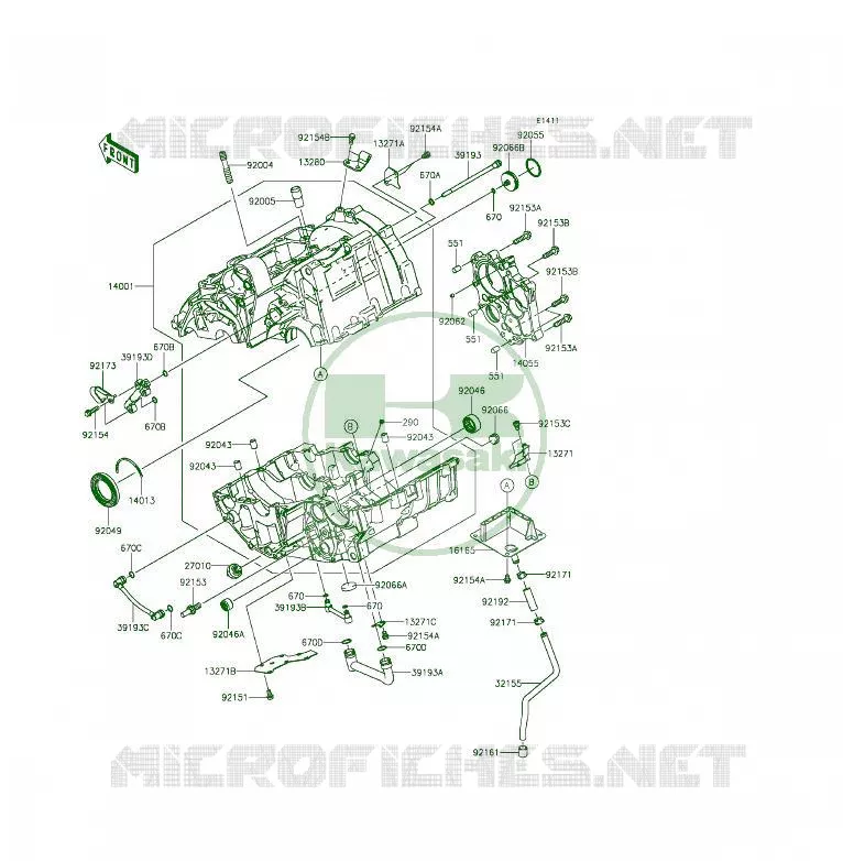 CRANKCASE(S)(2/2) Kawasaki MOTOS 650 2014 ER-6F  EX650EEF