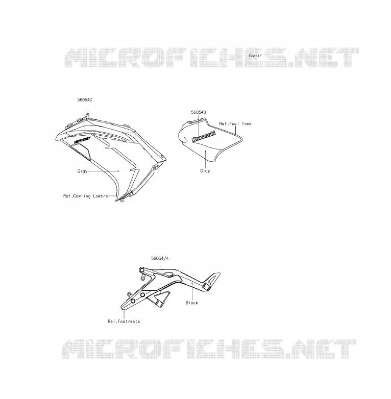 DECALS(Gray)(EEF) Kawasaki MOTOS 650 2014 ER-6F  EX650EEF