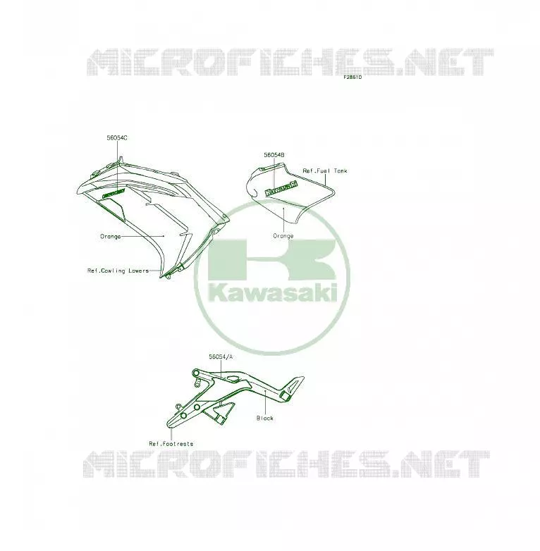DECALS(Orange)(EEF) Kawasaki MOTOS 650 2014 ER-6F  EX650EEF