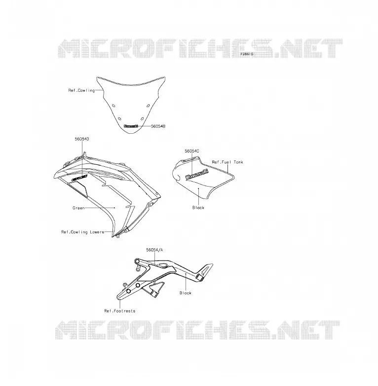 DECALS(Green)(EFF) Kawasaki MOTOS 650 2014 ER-6F  EX650EEF
