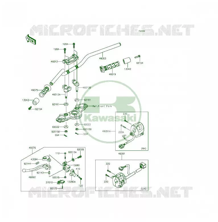 HANDLEBAR Kawasaki MOTOS 650 2014 ER-6F  EX650EEF