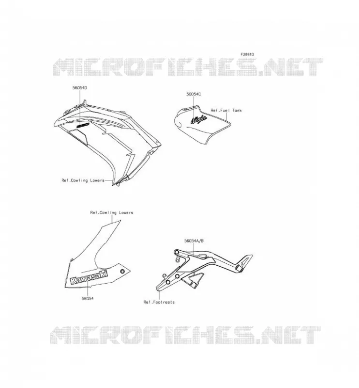 STICKER(ORANGE)(VERT)(GRIS) Kawasaki MOTOS 650 2014 ER-6F  EX650EEF