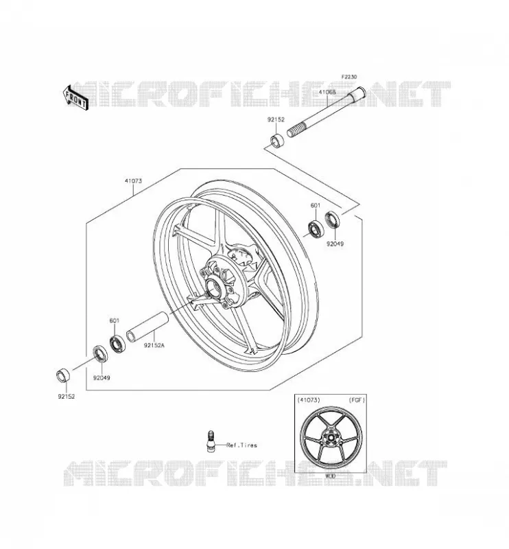 FRONT HUB Kawasaki MOTOS 650 2012 ER-6F ABS  EX650FCF