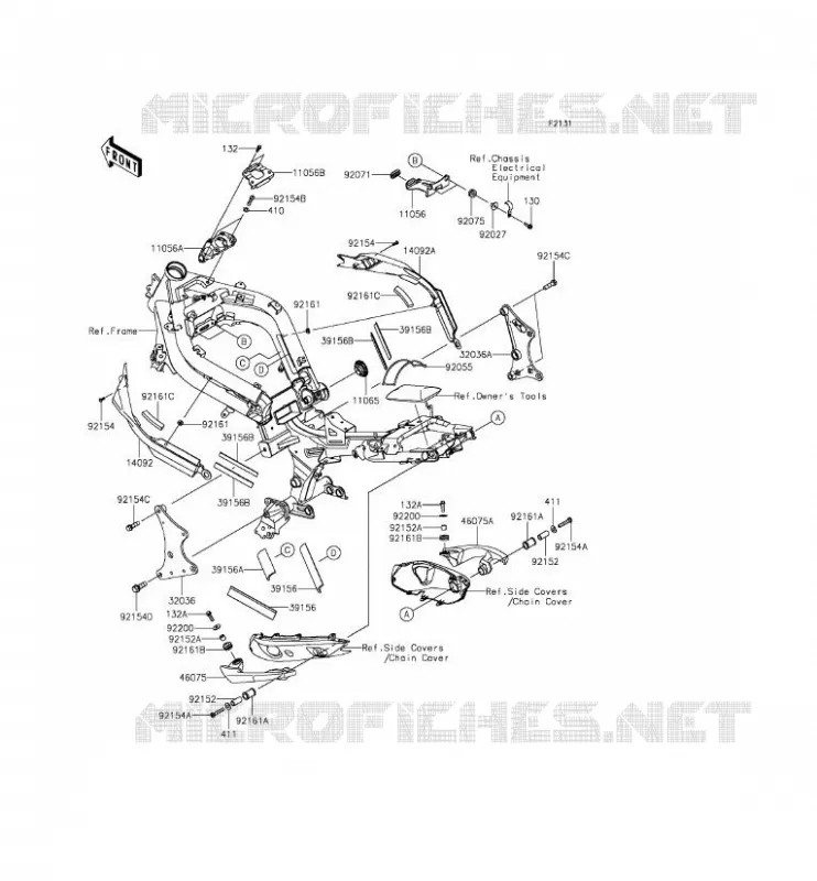 FRAME PARTS (COUVERTURE) Kawasaki MOTOS 650 2013 ER-6F ABS  EX650FDS