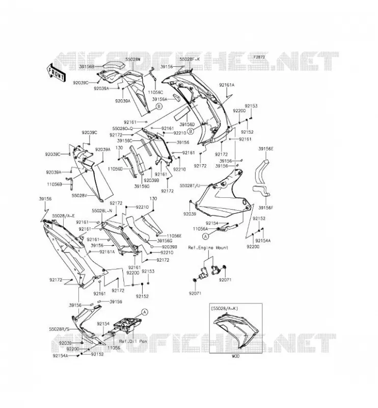 LOWER COWLING Kawasaki MOTOS 650 2013 ER-6F ABS  EX650FDS