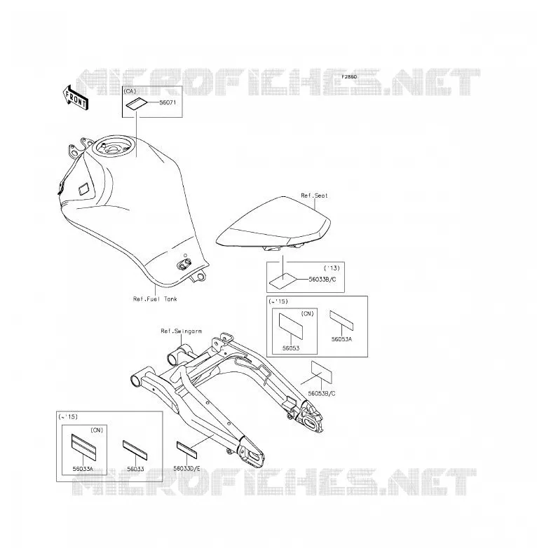 LABELS Kawasaki MOTOS 650 2013 ER-6F ABS  EX650FDS