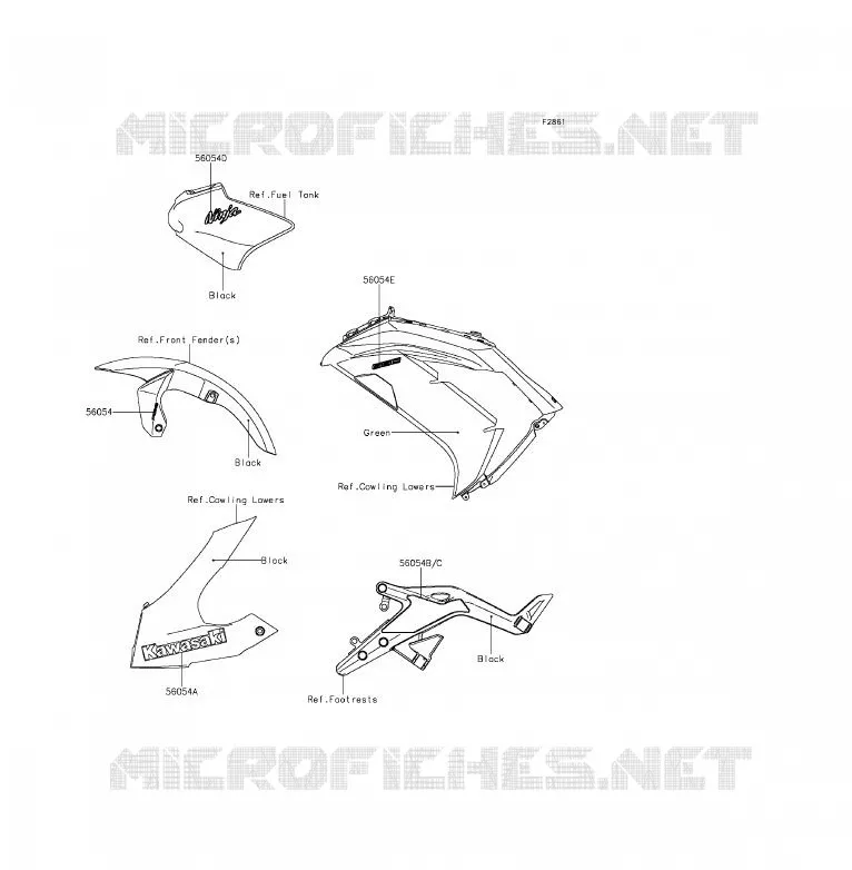 STICKER(GREEN)(CN) Kawasaki MOTOS 650 2013 ER-6F ABS  EX650FDS