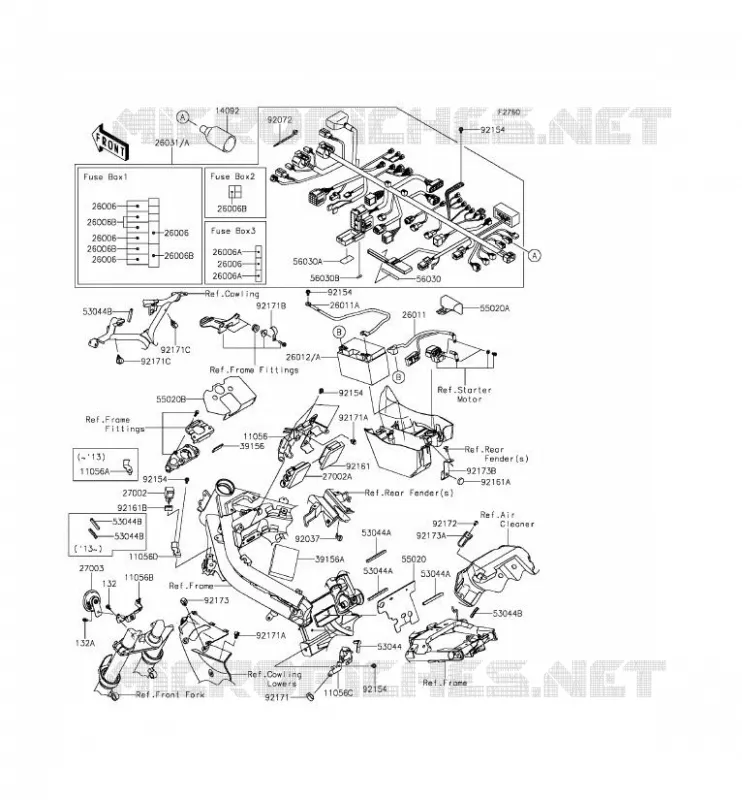 CHASSIS ELECTRICAL EQUIPMENT Kawasaki MOTOS 650 2014 ER-6F ABS  EX650FEF