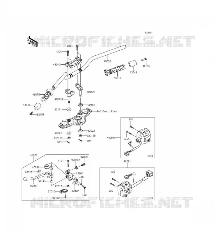 HANDLEBAR Kawasaki MOTOS 650 2014 ER-6F ABS  EX650FEF