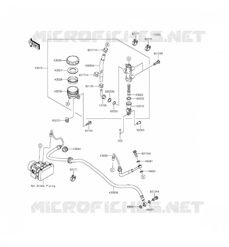 REAR MASTER CYLINDER Kawasaki MOTOS 650 2014 ER-6F ABS  EX650FEF