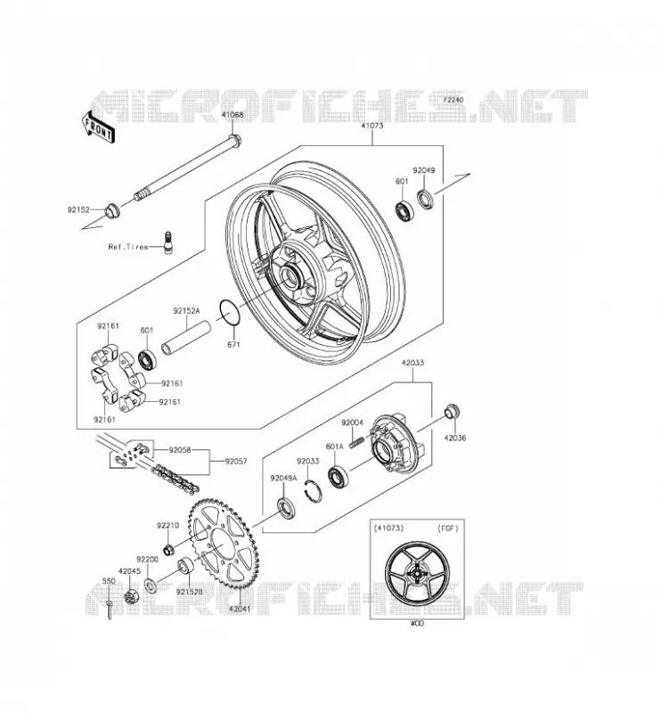 REAR WHEEL - CHAIN Kawasaki MOTOS 650 2014 ER-6F ABS  EX650FEF
