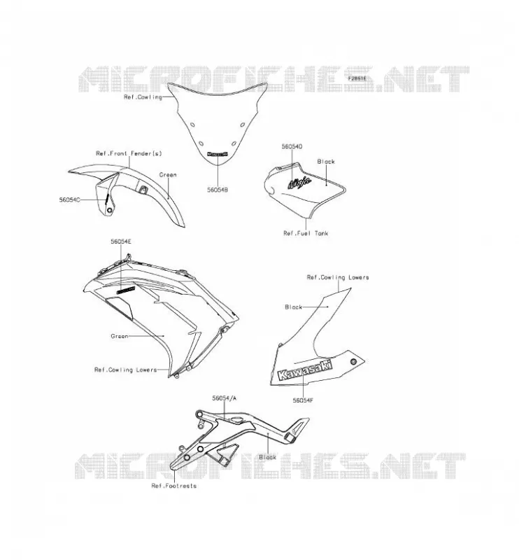 STICKER(GREEN) Kawasaki MOTOS 650 2015 ER-6F ABS  EX650FFF