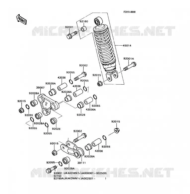 SUSPENSION - SHOCK ABSORBER Kawasaki MOTOS 80 1989 KD80X  KD80-N2