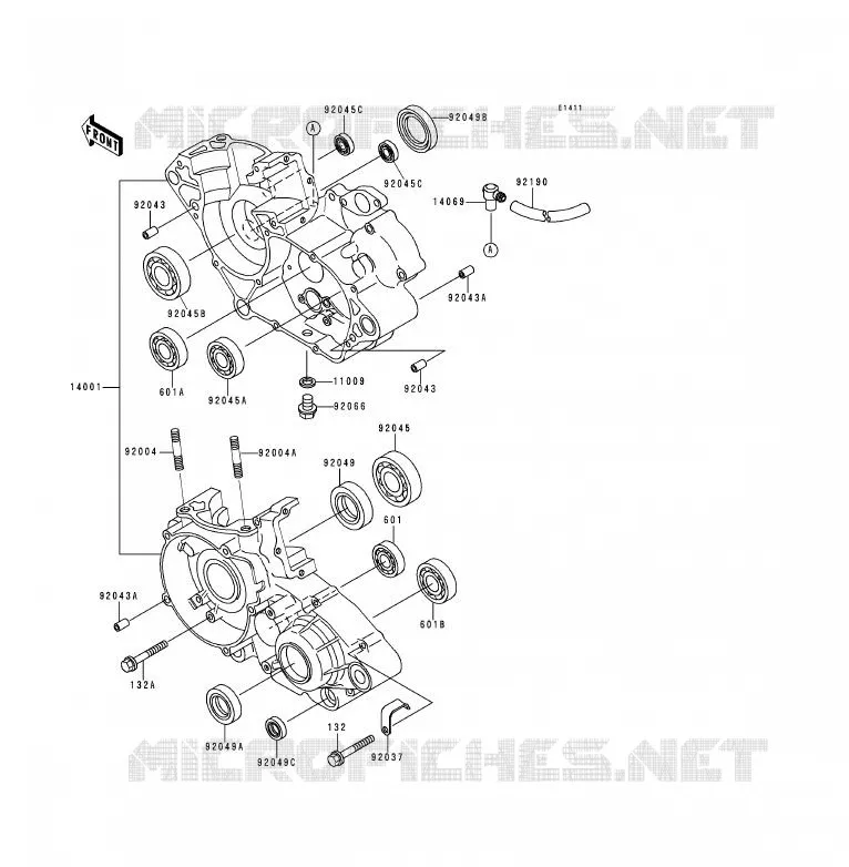 CRANKCASE(S) Kawasaki MOTOS 125 1991 KDX125SR  KDX125-A2