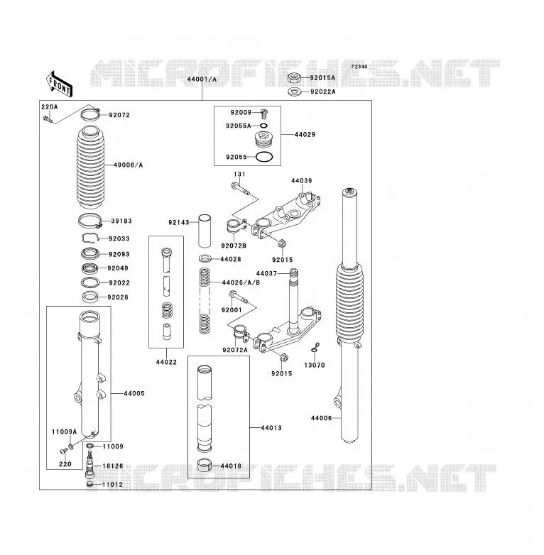FRONT FORK Kawasaki MOTOS 200 1991 KDX200  KDX200-E3