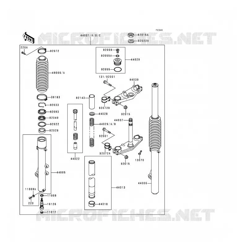FRONT FORK Kawasaki MOTOS 200 1991 KDX200  KDX200-E3