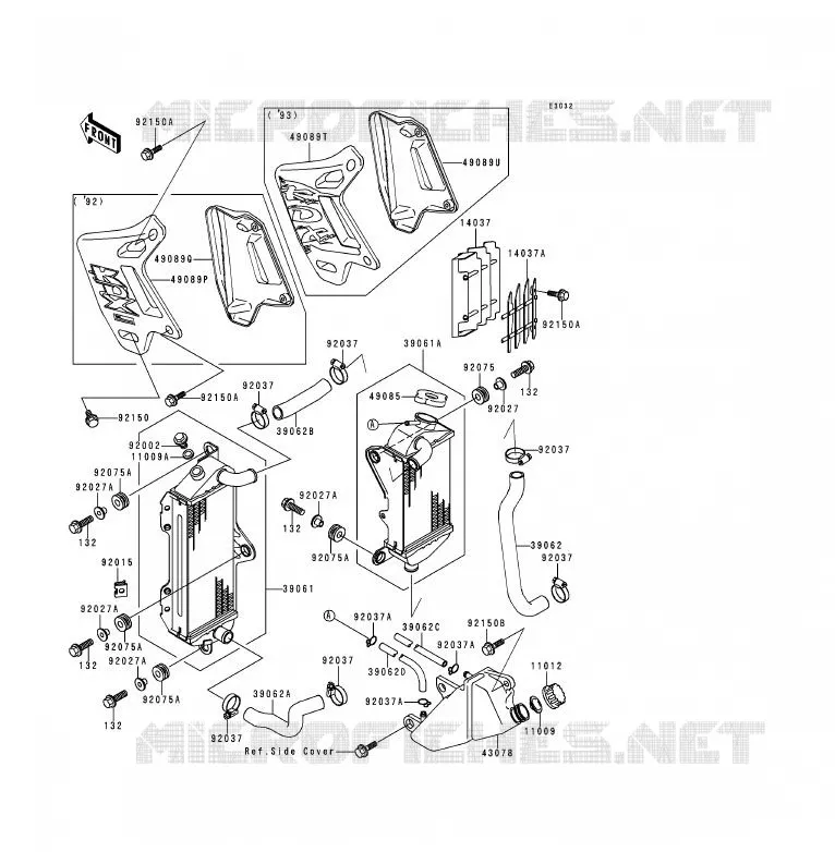 RADIATOR Kawasaki MOTOS 200 1993 KDX200  KDX200-E5