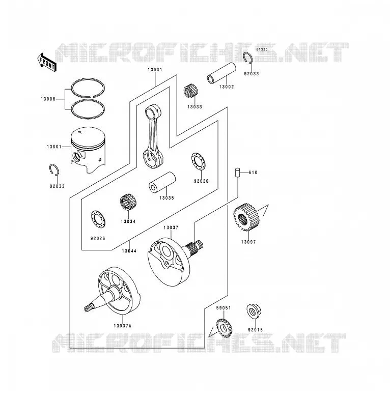 CRANKSHAFT - PISTON Kawasaki MOTOS 200 1993 KDX200  KDX200-E5