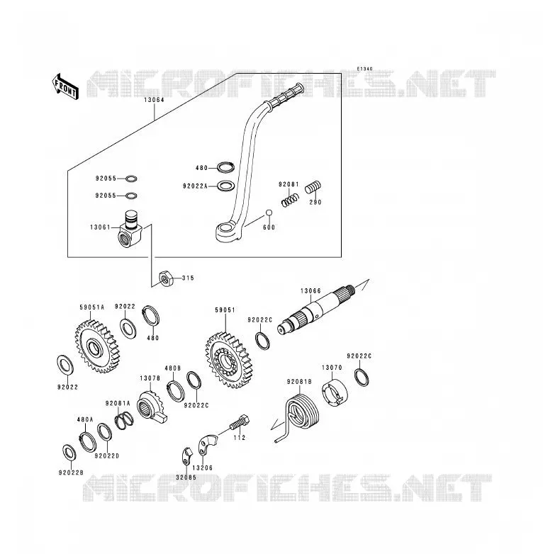 KICK STARTER Kawasaki MOTOS 200 1993 KDX200  KDX200-E5