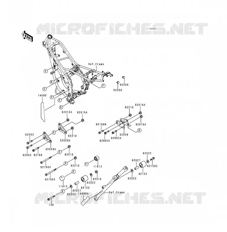 FRAME PARTS (COUVERTURE) Kawasaki MOTOS 200 1995 KDX200  KDX200-H1