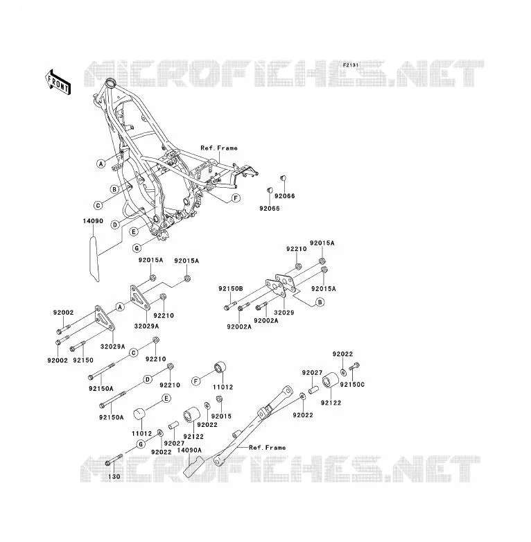 FRAME PARTS (COUVERTURE) Kawasaki MOTOS 200 1995 KDX200  KDX200-H1