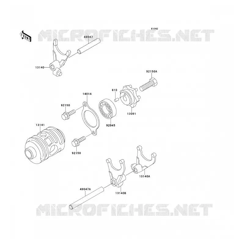GEAR CHANGE DRUM - SHIFT FORKS Kawasaki MOTOS 200 1995 KDX200  KDX200-H1