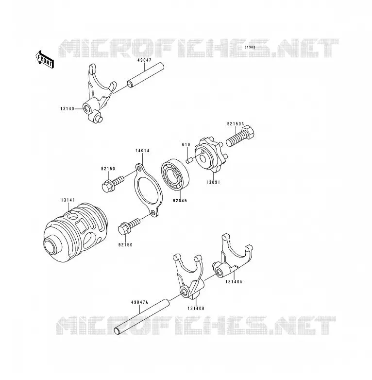 GEAR CHANGE DRUM - SHIFT FORKS Kawasaki MOTOS 200 1996 KDX200  KDX200-H2