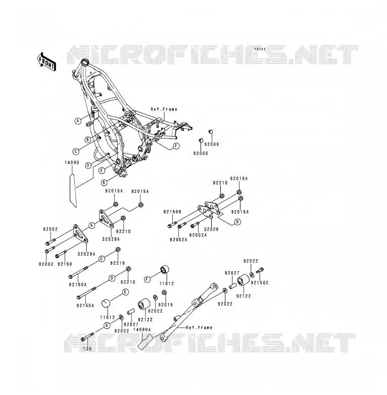 FRAME PARTS (COUVERTURE) Kawasaki MOTOS 200 1998 KDX200  KDX200-H4