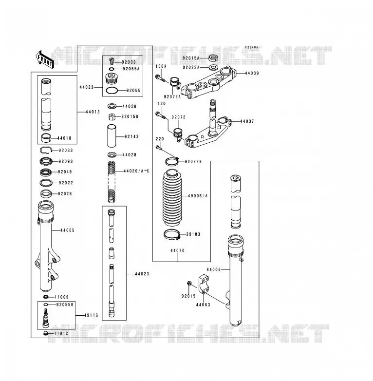 FRONT FORK Kawasaki MOTOS 200 1999 KDX200  KDX200-H5