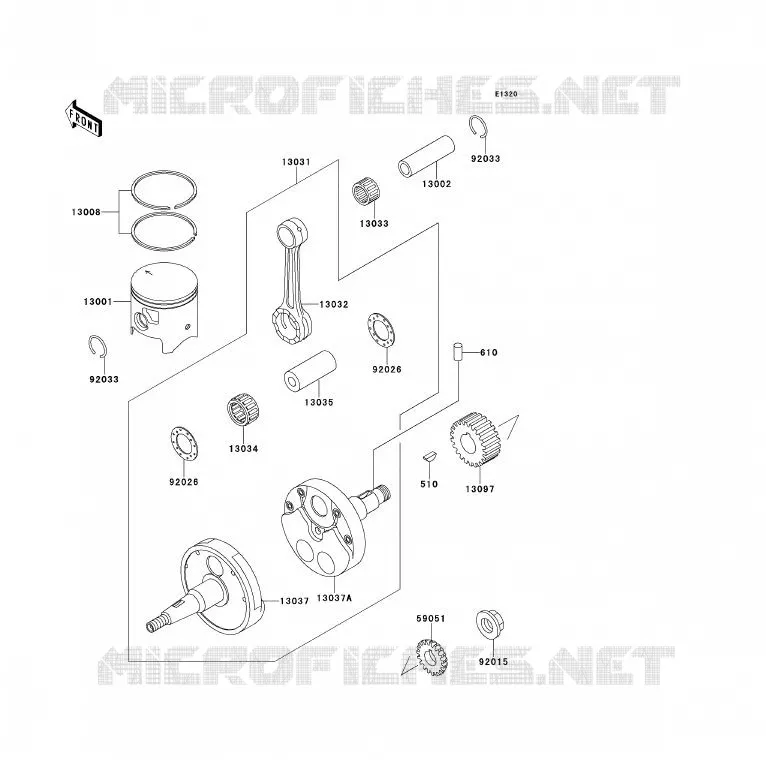 CRANKSHAFT - PISTON Kawasaki MOTOS 200 1999 KDX200  KDX200-H5