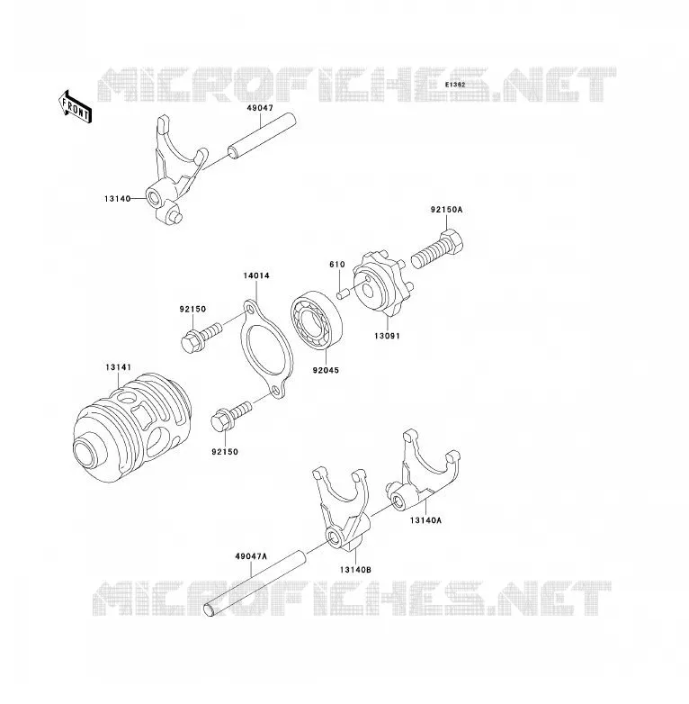 GEAR CHANGE DRUM - SHIFT FORKS Kawasaki MOTOS 200 2000 KDX200  KDX200-H6