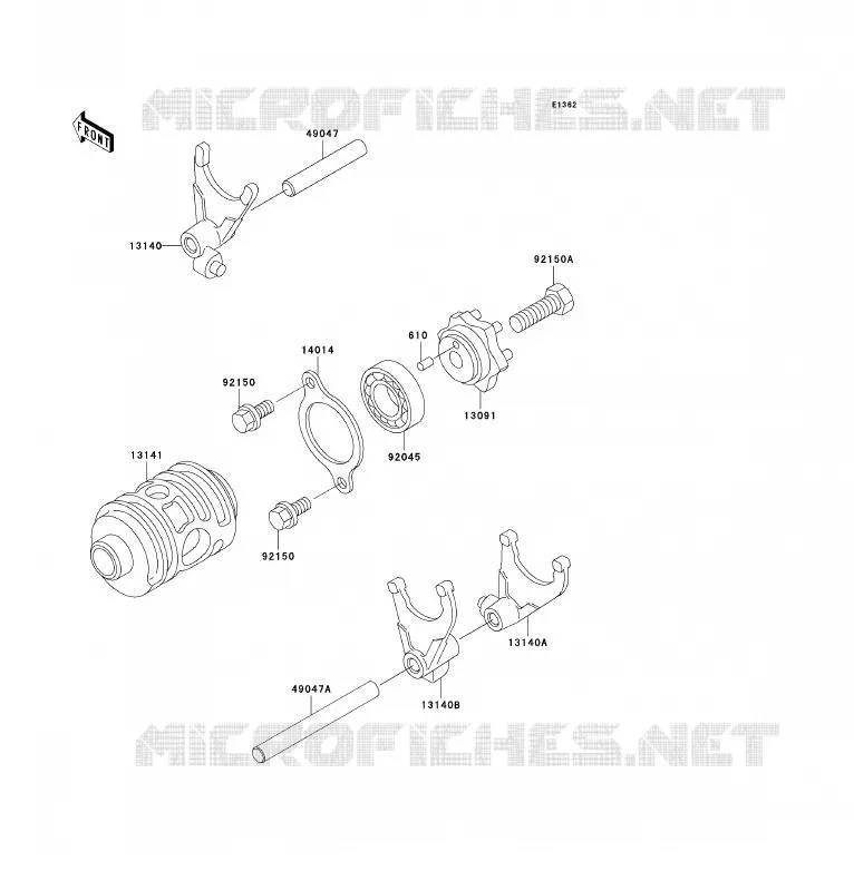 GEAR CHANGE DRUM - SHIFT FORKS Kawasaki MOTOS 200 2006 KDX200  KDX200H6F